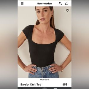 Reformation Bardot Knit Square Neck Top S